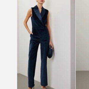Jonathan Simkhai Moreno Jumpsuit Sleeveless Velvet Blue